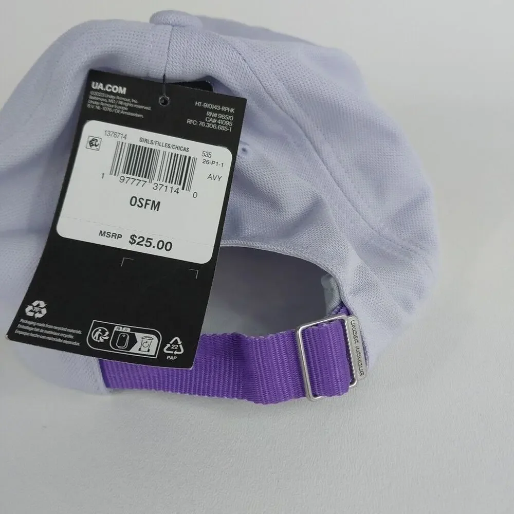 Youth Under Armour Strapback Adjustable Hat Baseball‎ Girl Purple